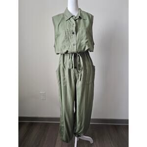 Sanctuary Army Green Sleeveless Cargo Jumpsuit Jogger Size L